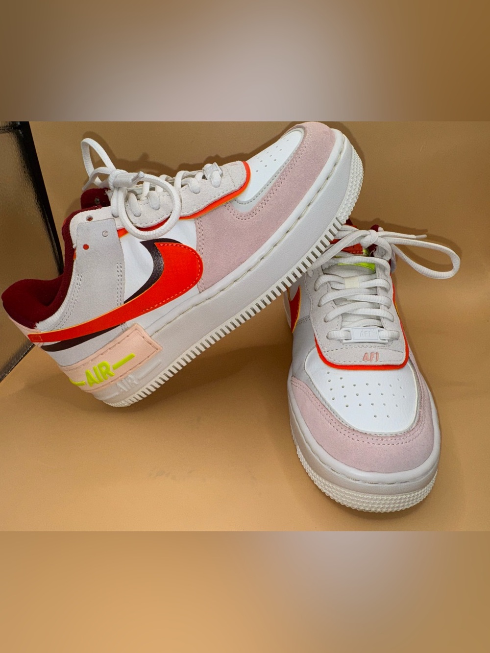 Nike Air Force 1 Shadow White Crimson Tint Bright Mango Sneakers Women 7 /M 5.5 - Picture 11 of 17